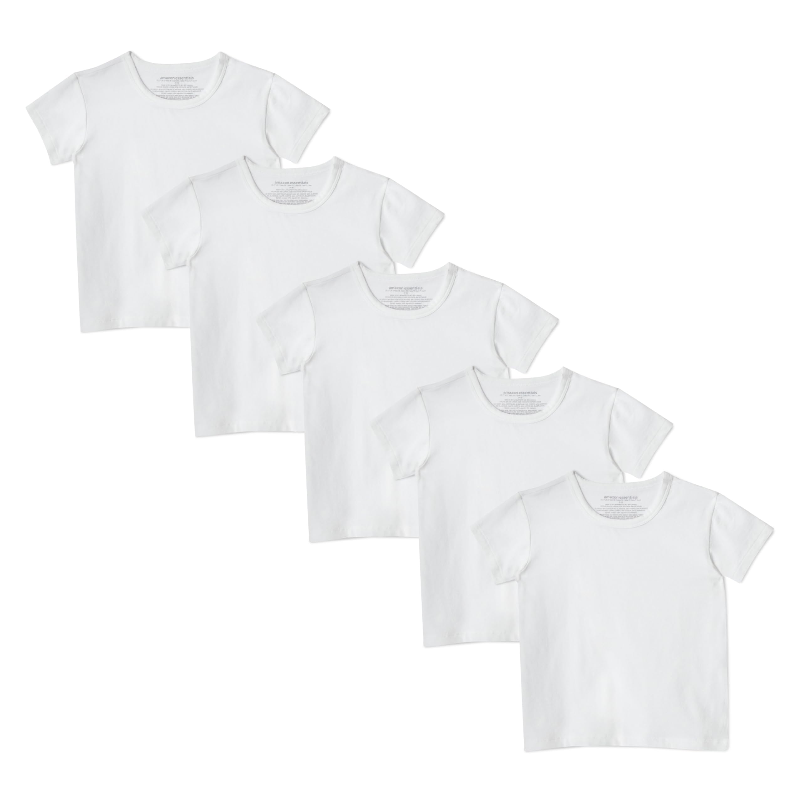 Amazon Essentials Boys' Cotton Jersey Crew Neck Undershirt, Pack of 5