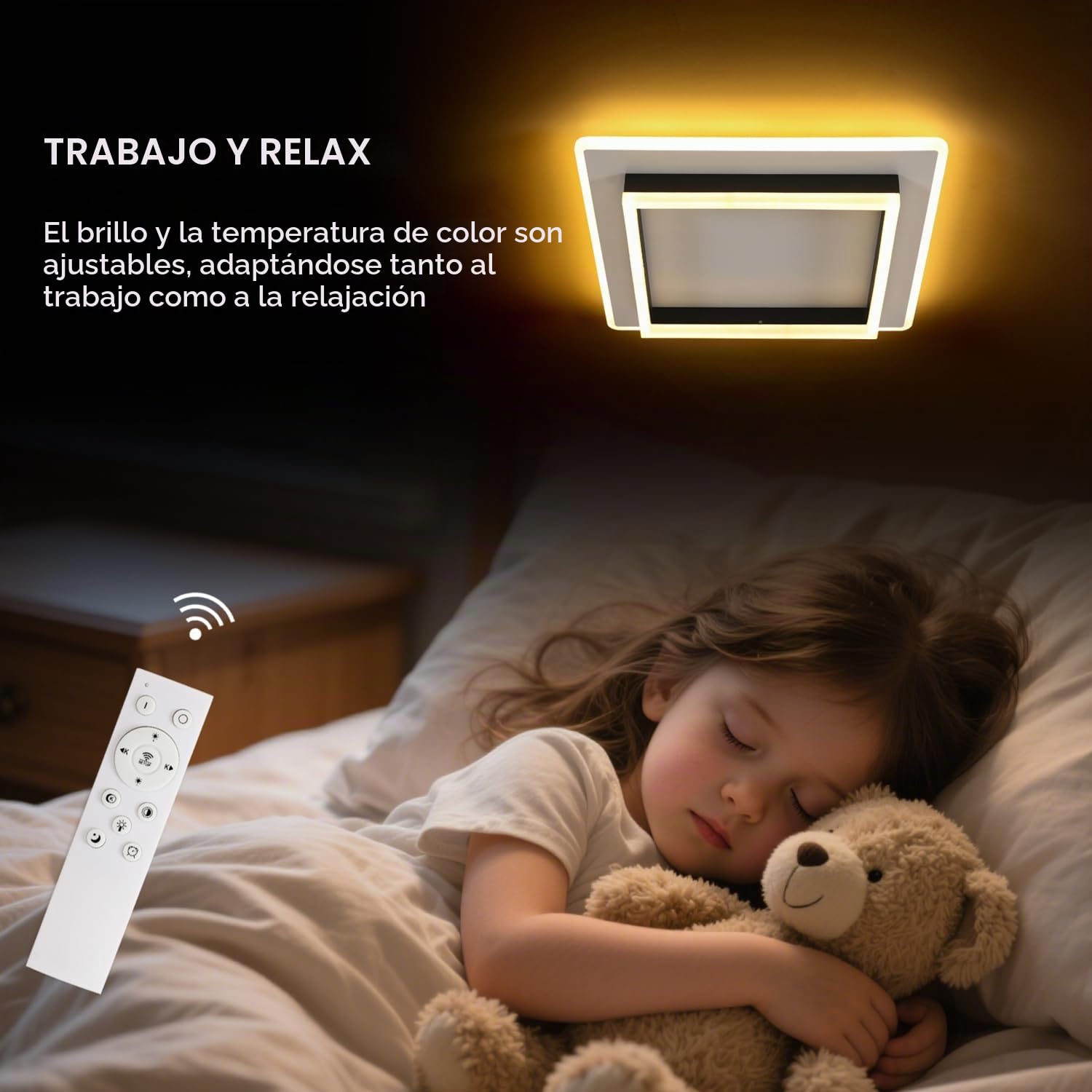 Goeco Plafón LED Techo Regulable, 41W 40CM 3000K-6500K, 40CM | Negro+Blanco, Lámpara de Techo Cuadrado Interiores con Mando a Distancia, Función de Memoria para Dormitorio Salón