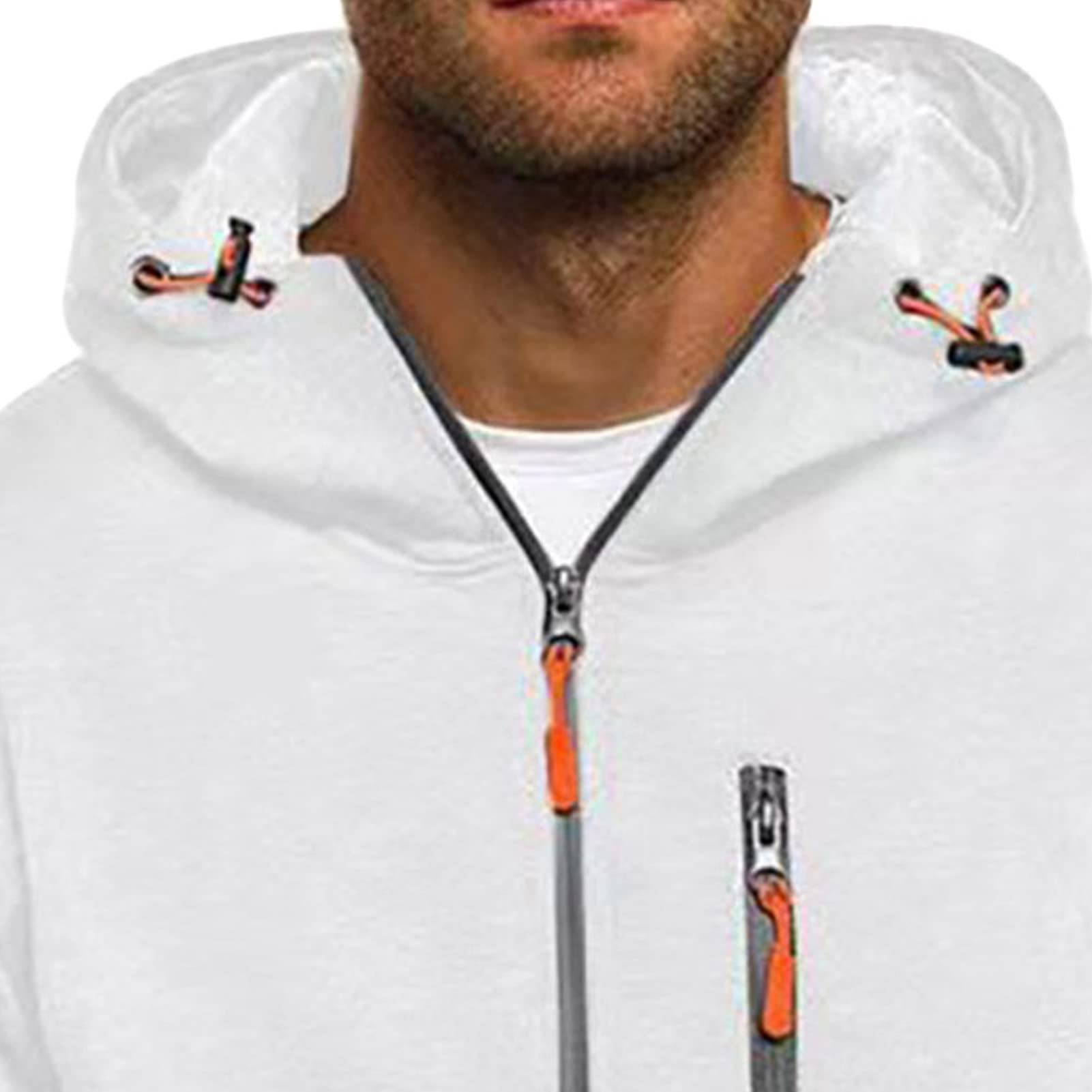 Maiyifu-GJ Fleece Hoodies for Men Long Sleeve Full Zip Up Sports Sweatshirt Lightweight Slim Fit Hoodie with Zip Pockets (White,Small)