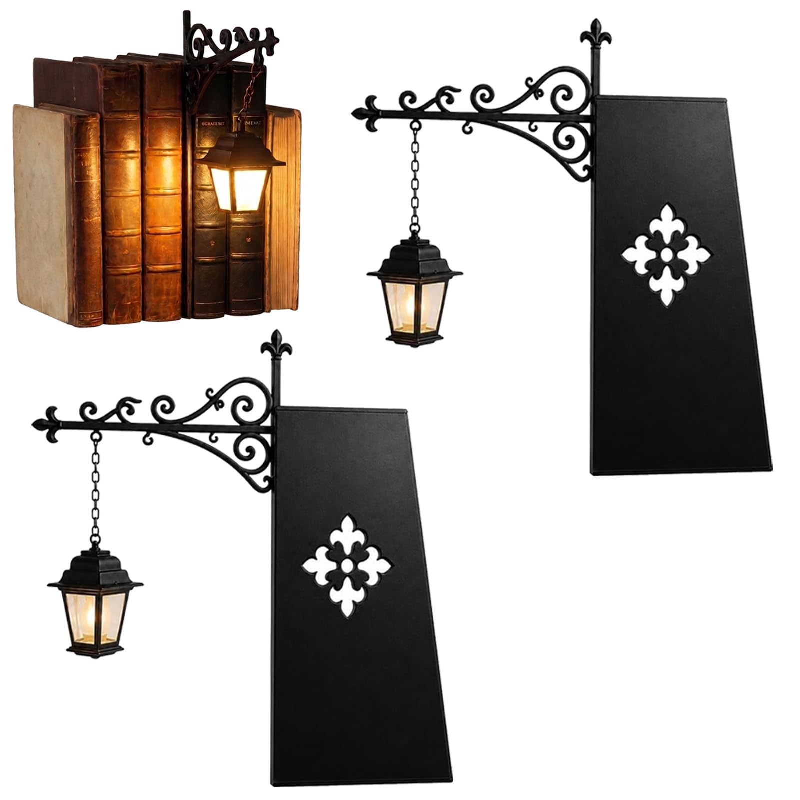 Bnhasytic Mini Bookshelf Lantern, Miniature Hanging Lantern Bookshelf Decor, Warm and White LED Library Decor, A Unique Gift for Readers (A * 2PCS)