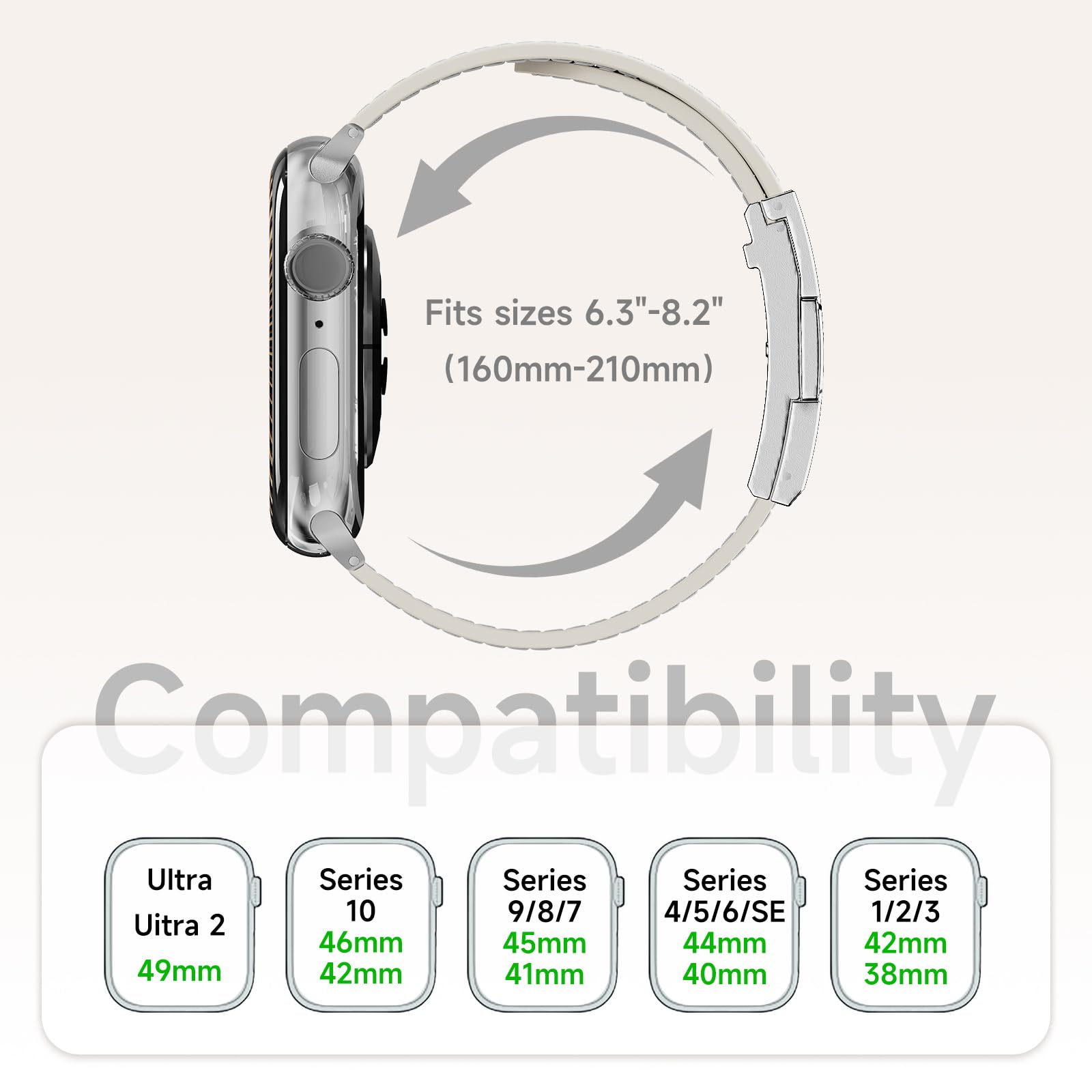 Bracelet en cuir compatible avec Apple Watch, boucle emblématique en forme