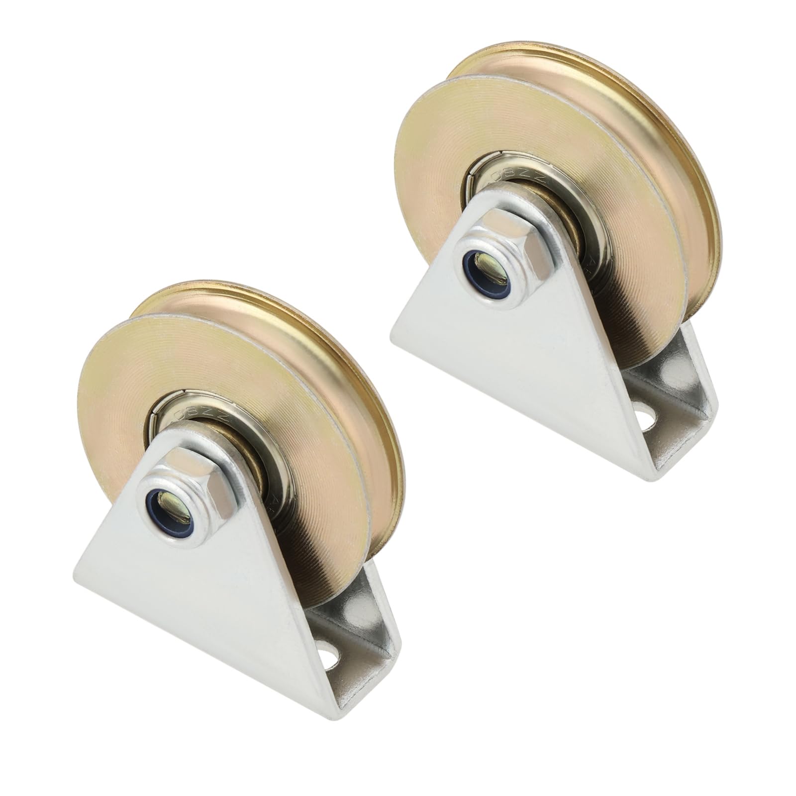 Lot de 2 Poulies à Câble à Rainure en U de 38 Mm Montage Mural Roulement à Billes en Acier pour Portail Coulissant Capacité de Charge de 100 Kg
