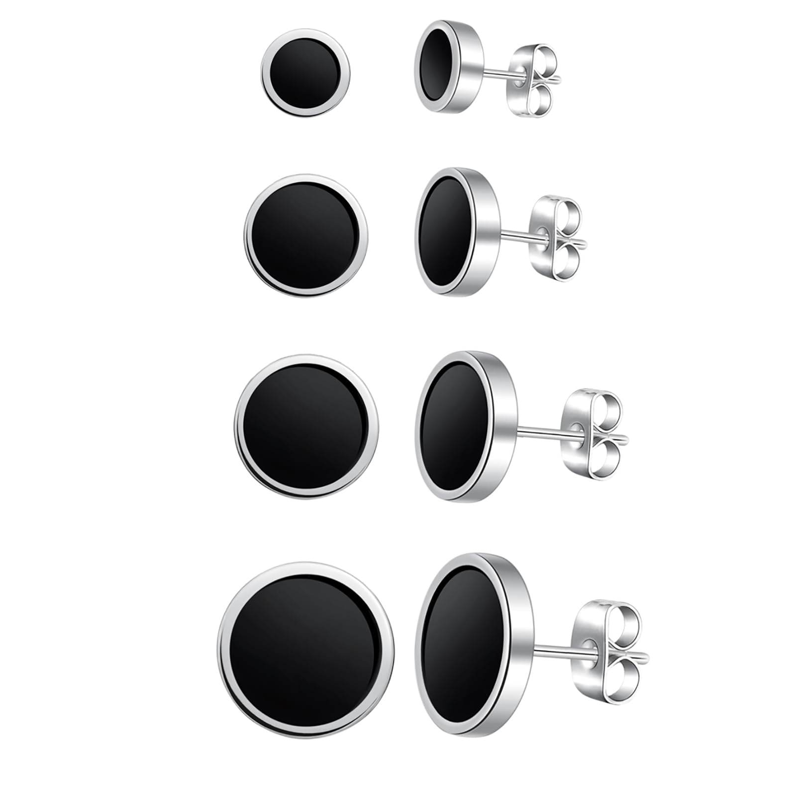 INFINIONLY Men's Women's Stainless Steel Round Earrings Studs 7 Pairs