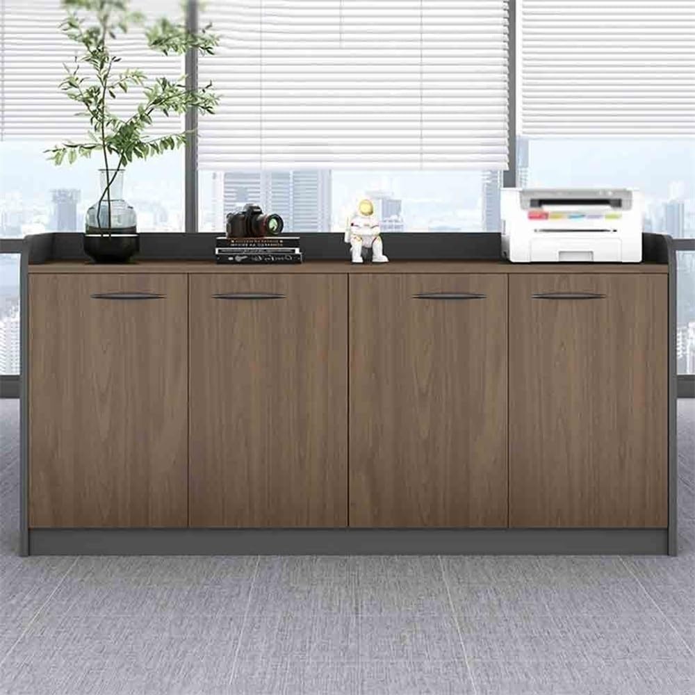 Multifuncionales Archivador bajo de Oficina Tres Puertas y cajones Madera con asa, Almacenamiento Datos, Cajonera Oficina(Bruin)