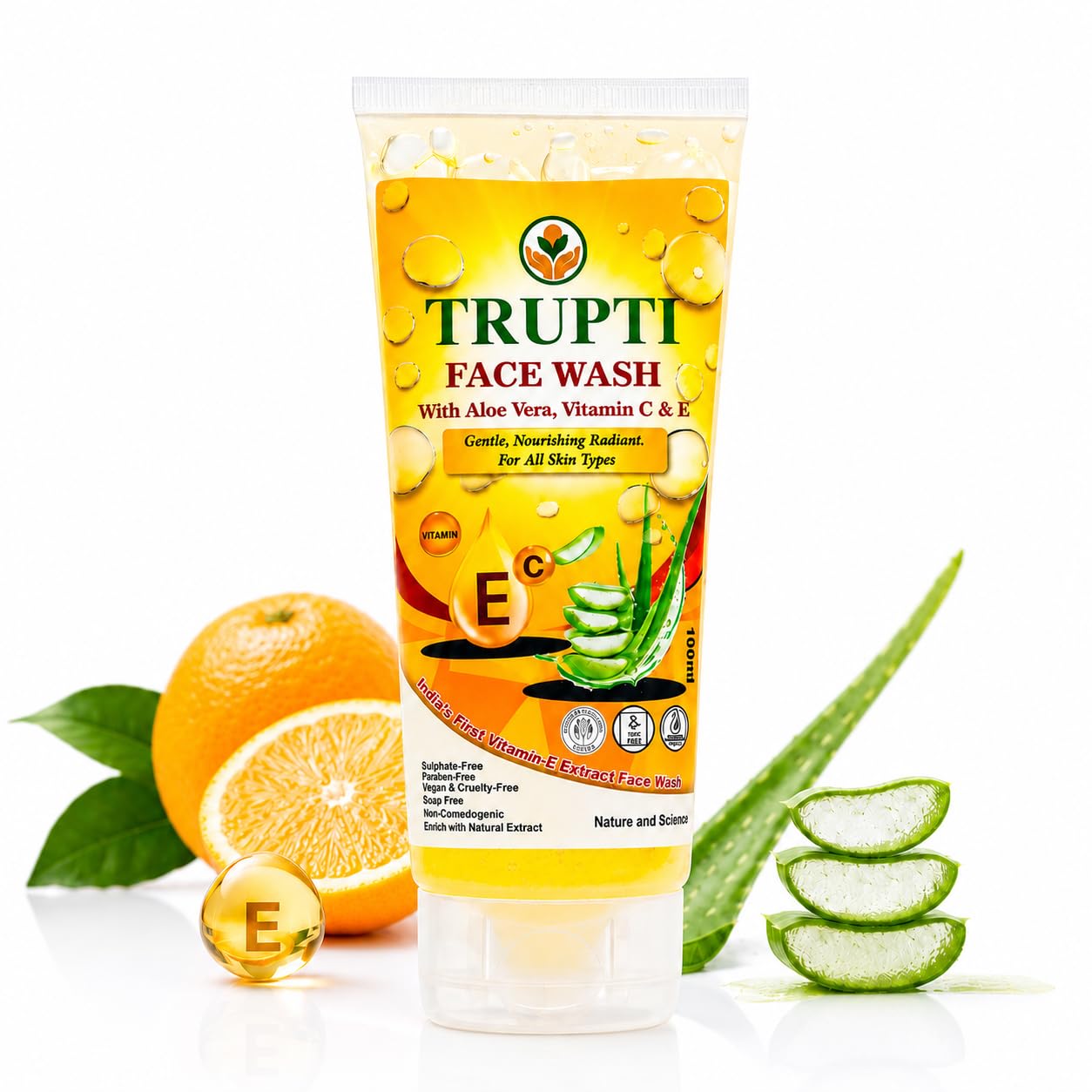 TRUPTI Face Wash with Vitamin C, Aloe Vera, Niacinamide, Vitamin E & Green Tea | Brightening & Hydrating Daily Cleanser | All Skin Types | 100 ml-image-43