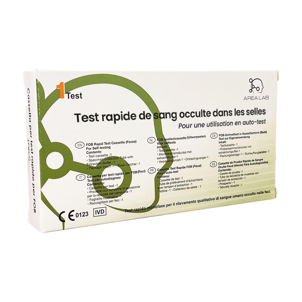 Lot de 3 tests sanguins occults dans les selles FOB | Test colon droit, certifié CE, précision 99,1 %, résultats en 5 minutes, dispositif médical enregistré