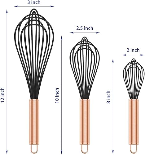 Miniatura 6 de OYV Batidor de goma, batidores profesionales de lujo para cocinar antiarañazos, acero inoxidable y silicona Wisk, herramienta de silicona para