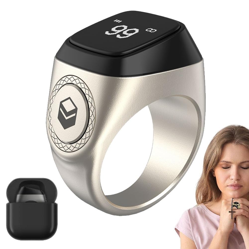 Anneau Compteur Musulman Hitopin Anneau Intelligent Tasbeeh Musulman - Écran OLED, Compteur De Prière | Rappel Temps De Prière Bague Connectée Homme