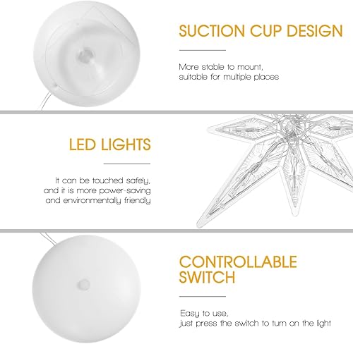 Miniatura 7 de Uonlytech Luz de ventana de estrella de Navidad, luces LED de estrella colgantes de Navidad con ventosa, funciona con pilas, luz de estrella de
