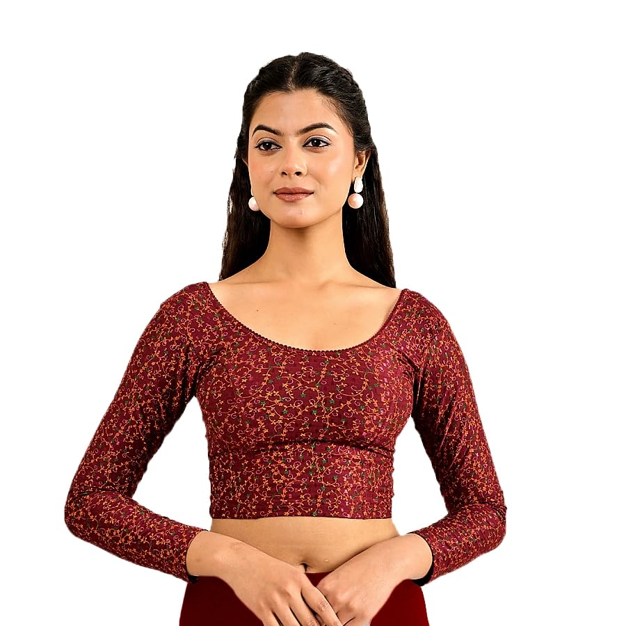 Colorful Street Dobby Print Full Sleeves Stretchable Blouse-image-29