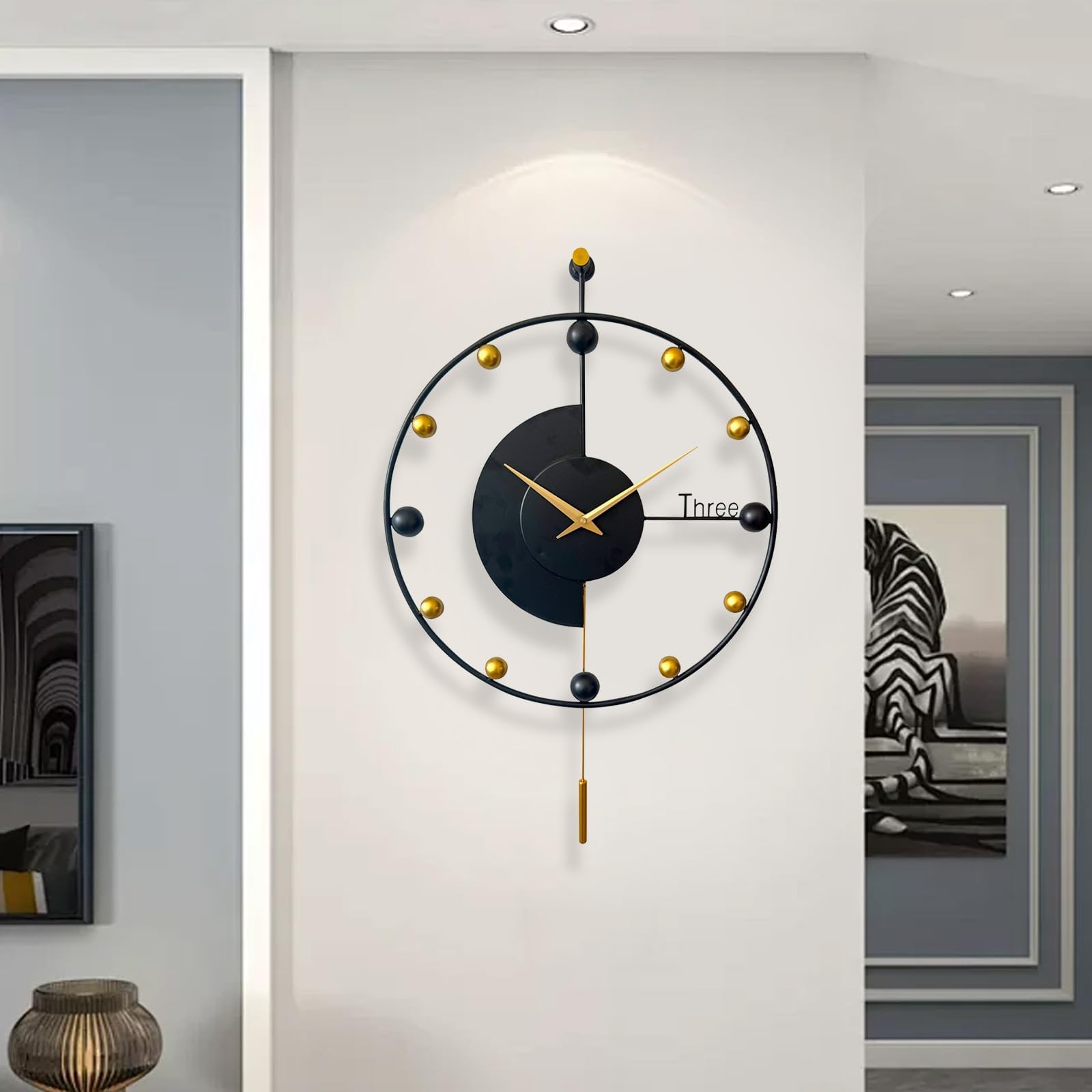 SaryEdge Wall Clockmodern Wall Clock Creative Minimalist Decorative Wall Clocks Silent Big Metal Wall Clocks Non Ticking Fashion Art Decor for Living,