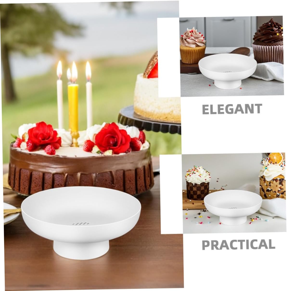 2pcs White Ceramic Footed Fruit Bowls Elevated Appetizer Serving Bowls for Kitchen Countertop Dining Table Decorative Snack Dessert Stand