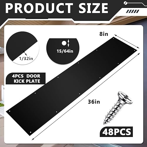 Miniatura 4 de Placa de puerta de 8 x 36 pulgadas para puertas exteriores, adecuada para puertas de 36 pulgadas, placas de aluminio con tornillos para madera,