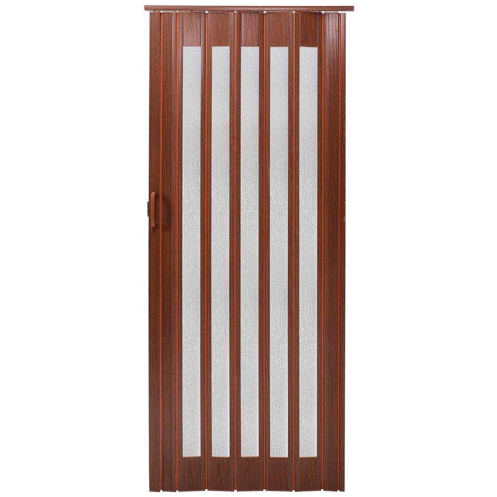 INMOZATA Folding Door PVC Plastic Internal Doors Sliding Concertina Door Panel Divider (Brown, Thickness 6mm)