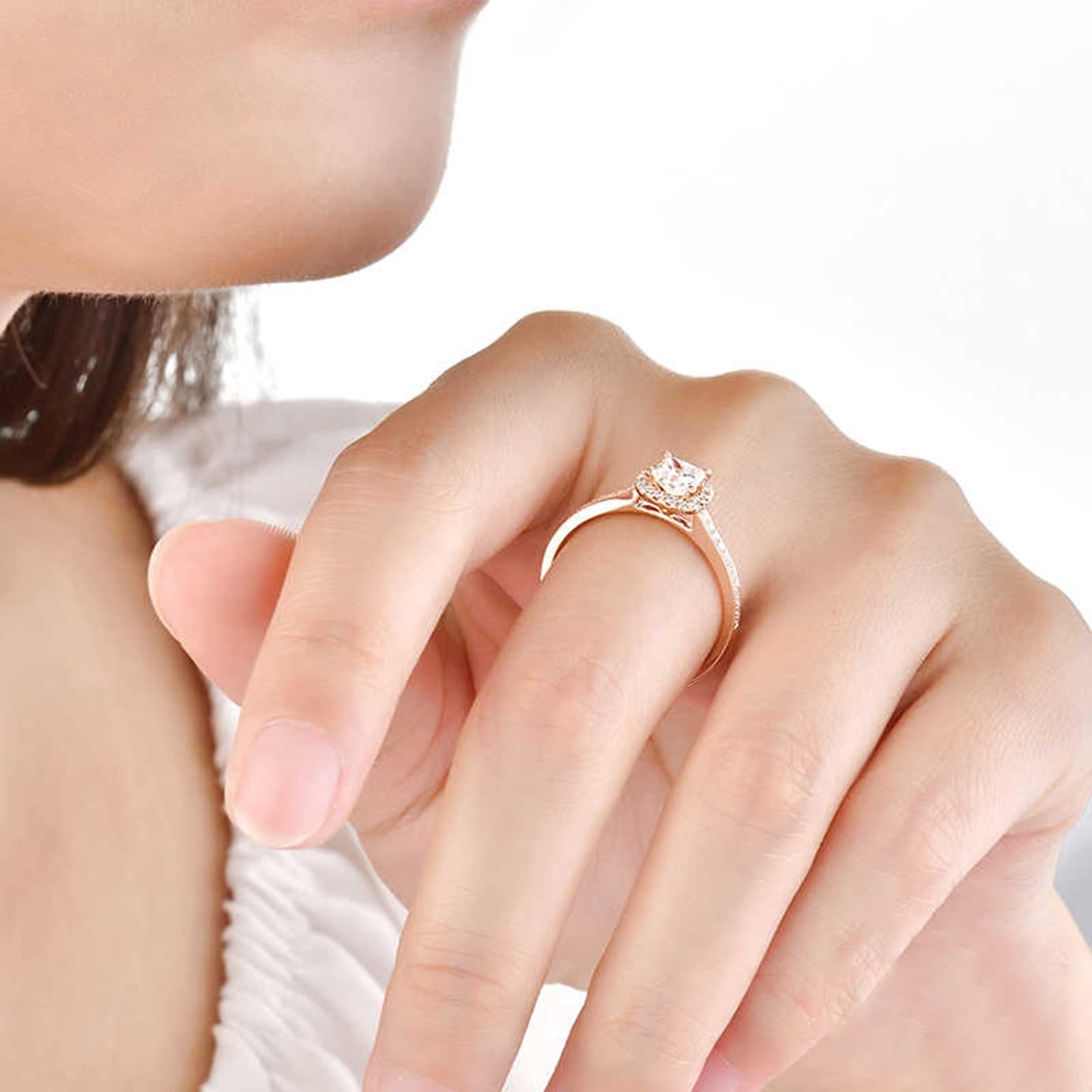 KnSam Hochzeitsring 9K/14K/18K Rotgold Echt Gold, 0.44-0.65ct Labor Erstellt Diamant Bandringe Klassiker, Ring 18/14/ 9 Karat Gold, Gr.47-70