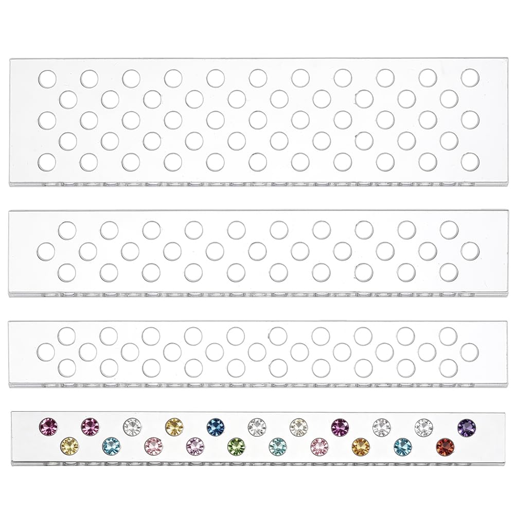 BENECREAT 4 Pack Acrylic Leather Punching Template Set, Leather Hole Punch Templates Punching Alignment Tool Spacing Ruler Template for Precise Dog Collar and Belt Making