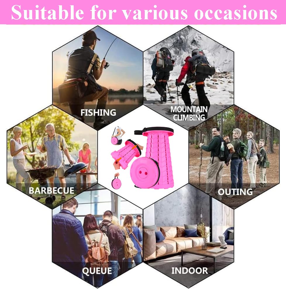 Image of Fishboy Upgraded Collapsible Stool, 400lbs Max Weight, Lightweight But Sturdy, Portable Retractable Folding Telescoping Foldable Camping Stool for Adults Outdoor Fishing Hiking BBQ