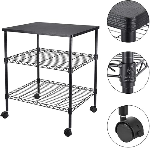 Miniatura 4 de Vasitelan Carrito de almacenamiento de cocina para microondas con ruedas giratorias con estantes ajustables (estilo 3)