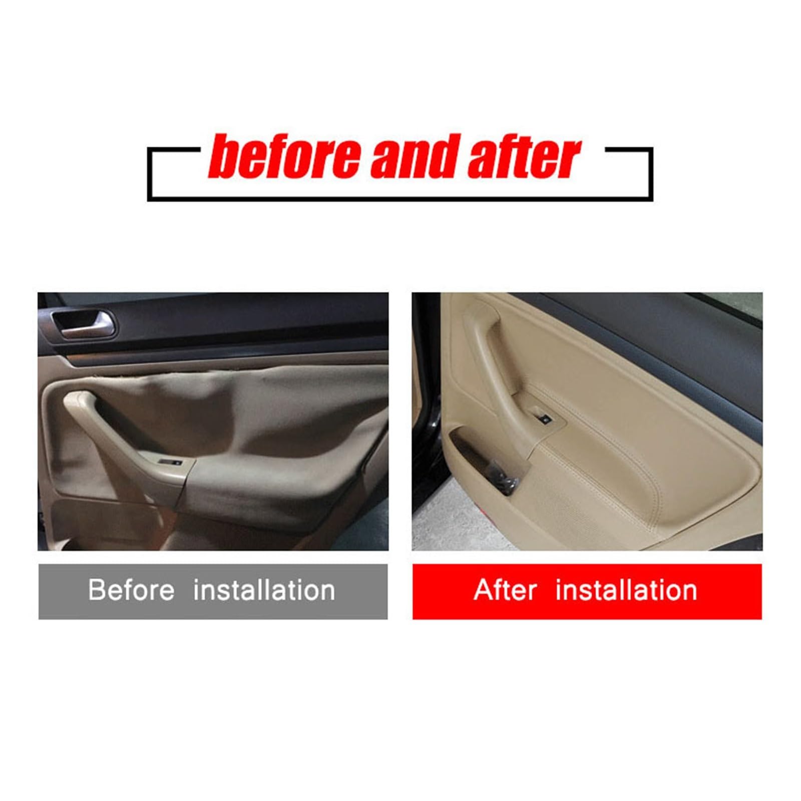 Rivestimento in pelle for pannello portiera auto compatibile con Volkswagen Golf 5 MK5 Jetta Sagitar 2006-2011 Accessori interni(Left rudder black+red line)