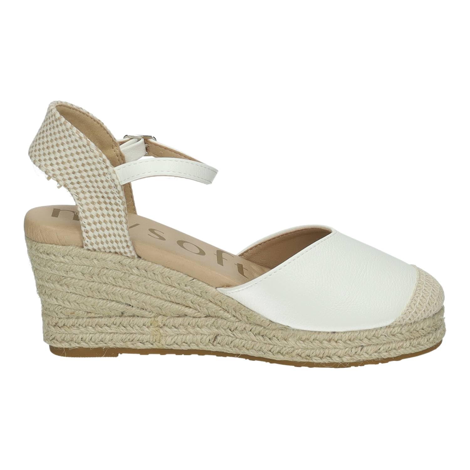 mysoft 25M150 Alpargatas con cuña Blanca para Mujer, diseño Elegante y cómodo Hecho en España Mujer Alpargatas