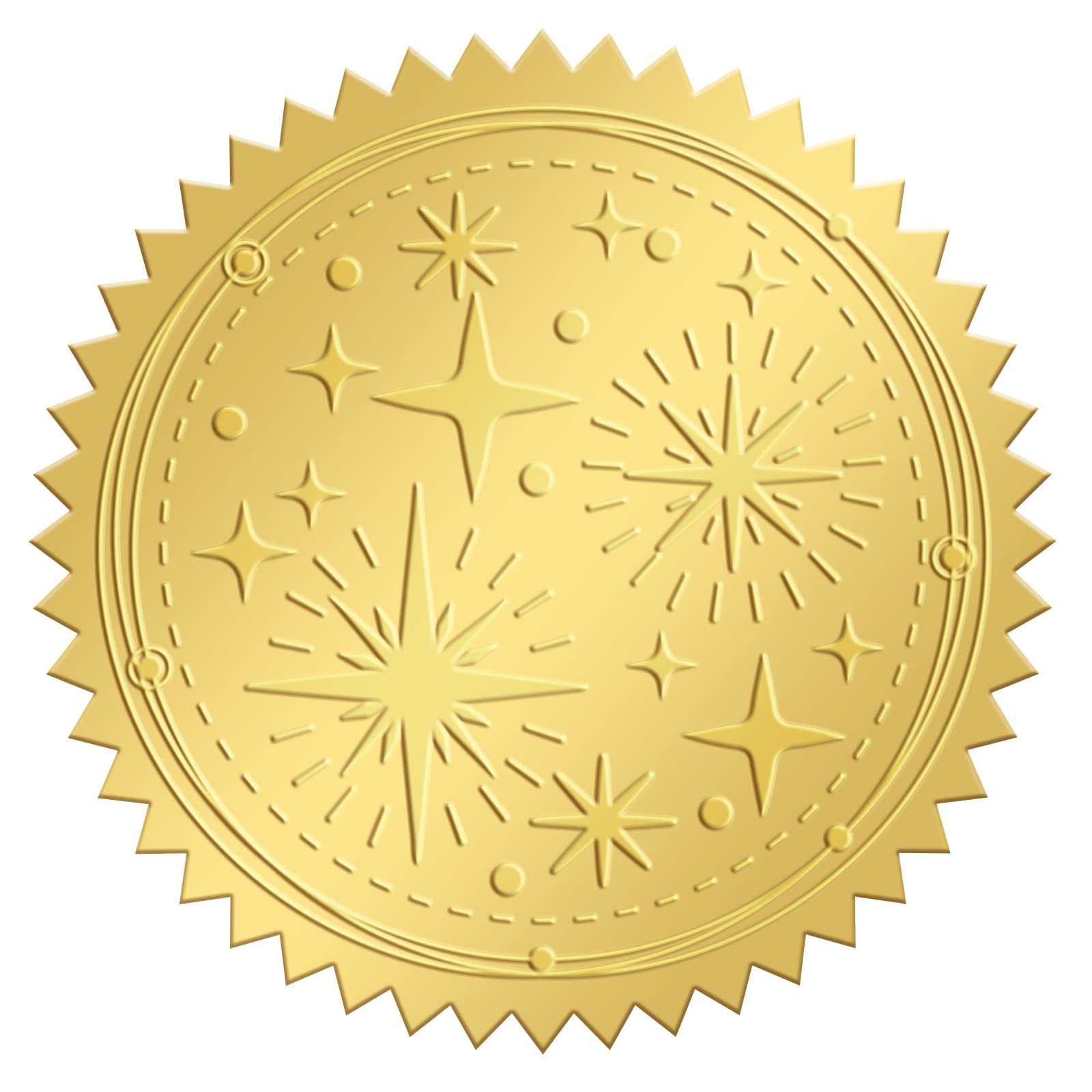 CRASPIRE 100pcs Pegatinas de Lámina Dorada Sellos de Certificado En Relieve Pegatinas Autoadhesivas Pegatinas de Decoración de Medallas Certificación Graduación Notario Corporativo (Estrella)