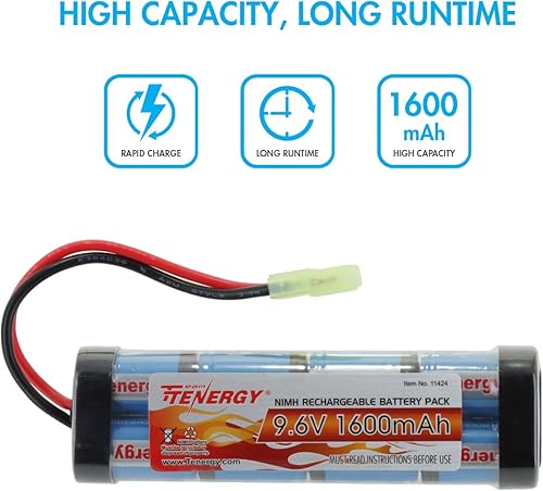 Miniatura 4 de Tenergy Batería para airsoft de alta capacidad 96 V 1600 mAh NiMH con conector mini Tamiya para pistola Airsoft cargador de batería NiMH de 84 V-96