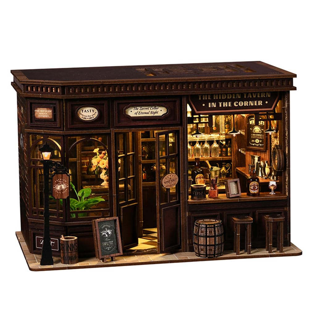 Kit fai da te in miniatura per casa delle bambole in miniatura con luce a LED, kit fai da te per casa delle bambole in legno, regali per lettori adulti adolescenti principianti