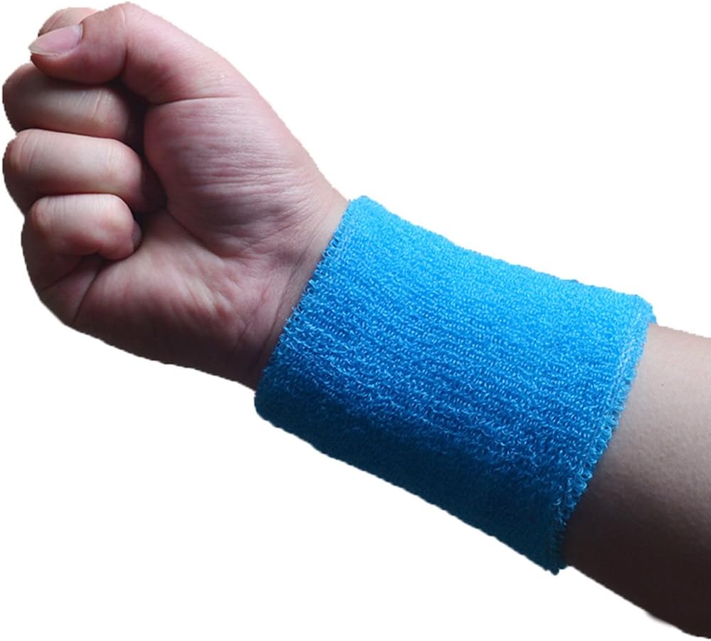 Colorful Cotton Sport Wristband for Men and Women - 4" Athletic Terry Cloth Sweatband in Neon Colors - Wrist Sweat Band for Tennis, Basketball, Running, Gym (1 Pair)