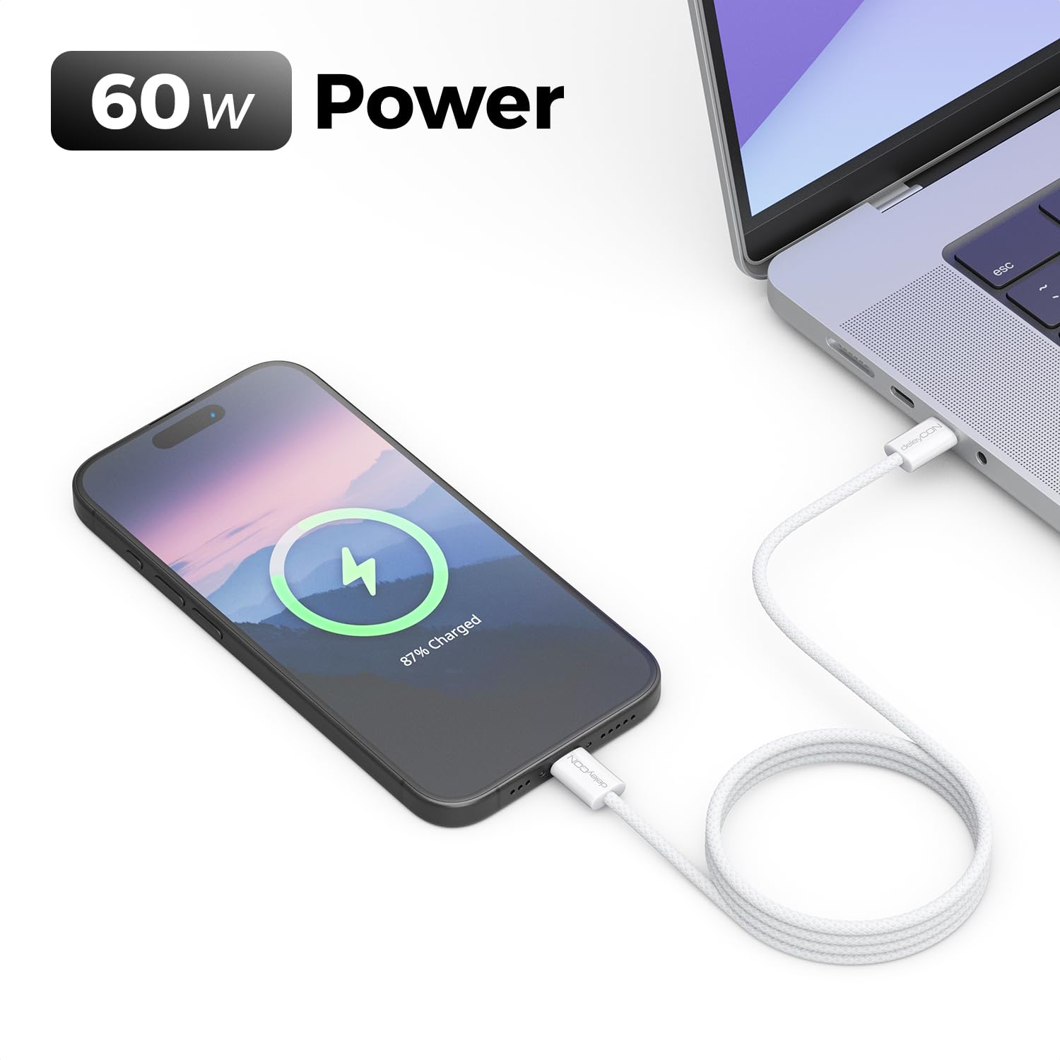 deleyCON Set USB C 60W [2 Pezzi, 1M + 1M] PD 3.0 USB-C a C Ricarica Rapida per iPhone 17 16 Pro Max Air Galaxy S26 S25 A56 A17 A26 iPad MacBook Xiaomi Switch PS5