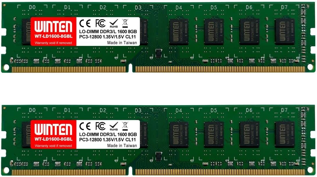 【WINTEN限定】Elixir デスクトップPC用メモリ DDR3-1600 16GB（8GB×2枚） 204Pin CL11 1.35V 1.5V DIMM SDRAM 内蔵メモリー 増設メモリー 台湾製 ETT GRADE【5年保証・相性保証】WT-LD1600-D16GBL