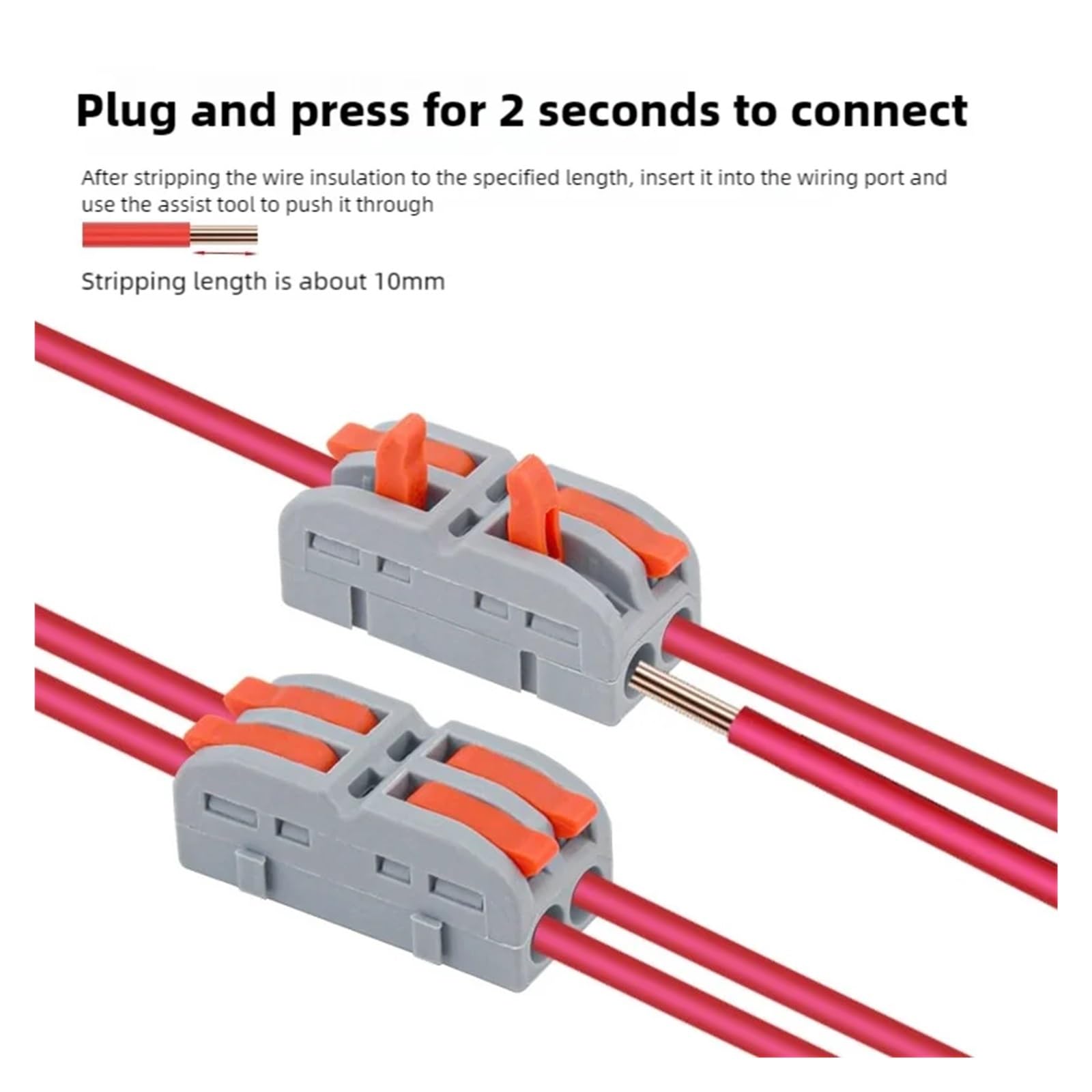Xuro Connettori for cavi a cablaggio rapido Connettori rapidi a leva push-in da 6 mm² Morsettiere elettriche splitter compatte universali(SC-2P,50PCS)