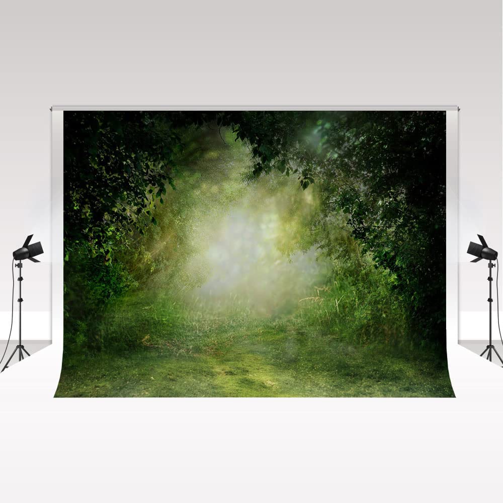 Kate Backdrop Photographie 2 * 2m/6.5 * 6.5ft Fond Mural Vieux Arbres Soleil Décor Naturel Photographie Forêt de Rêve Fond de Séance Photo Printemps Jungle Forêt Pluviale Fond Mural Scintillant