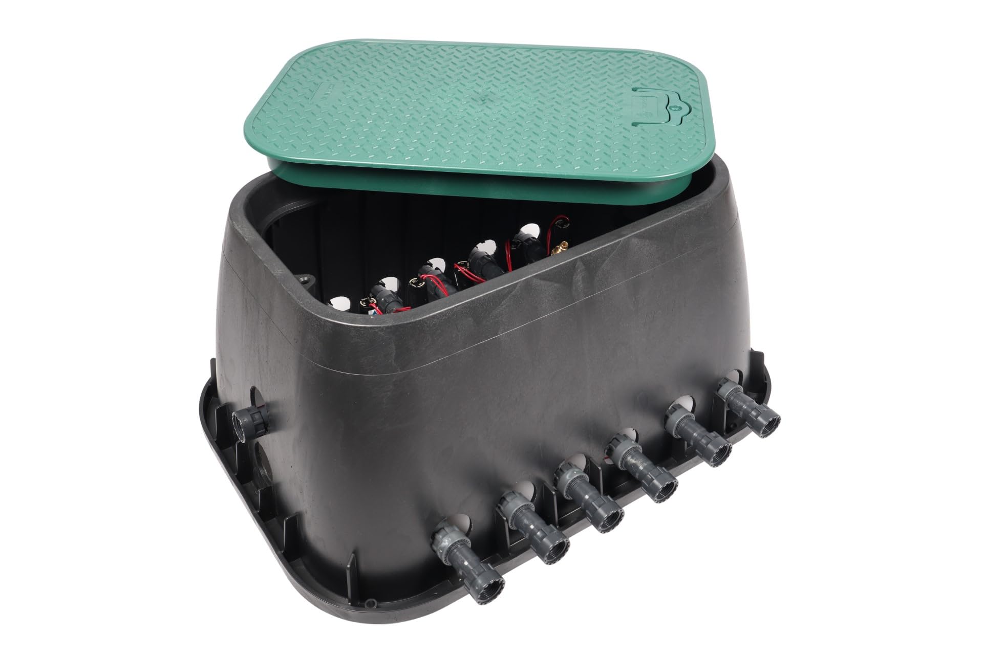 Bewässerungsverteiler Ventilbox (Hauptventil, Vorfilter, 12 Stationen) | inkl. Anschlussmaterial | Verschraubungselemente | Magnetventile | Messing Druckluftanschluss mit Kugelhahn