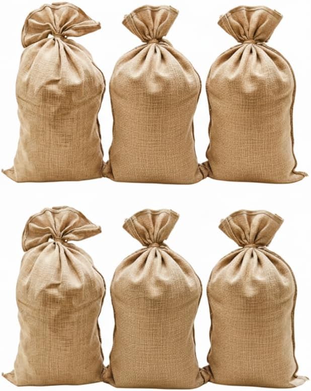 Paquete de 6 bolsas de arpillera grandes de alta calidad  Juego de 6 piezas, cada una mide 24 x 40 pulgadas  Respetuosas con el medio ambiente,