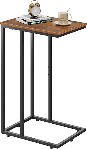 Miniatura 14 de WLIVE Mesa auxiliar negra, mesa auxiliar en forma de C para dormitorio, oficina en casa, dormitorio, mesa de sofá de sala de estar, mesa de bandeja