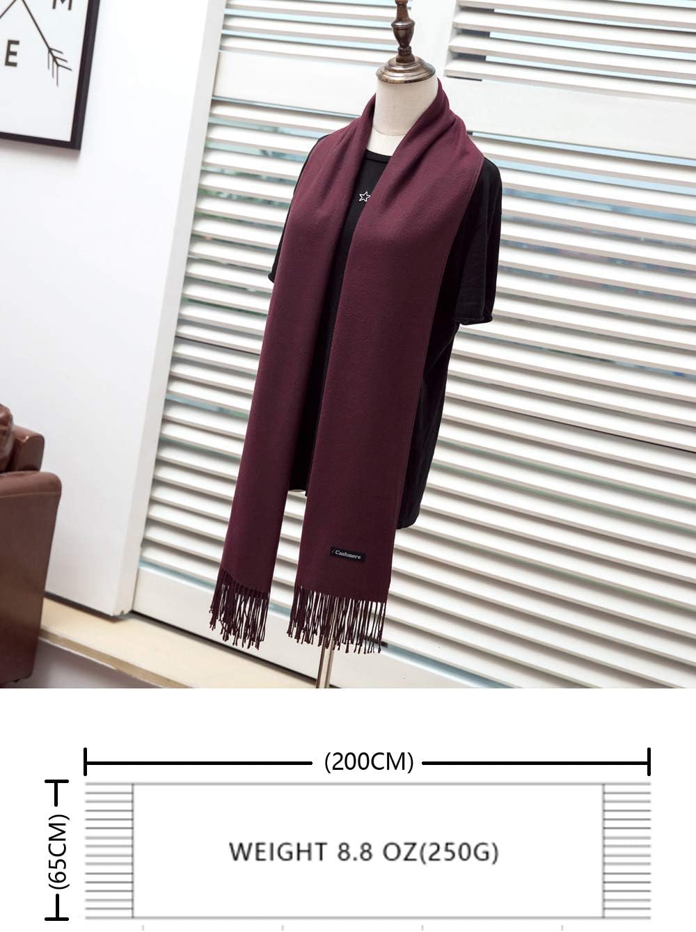 Womens Scarfs Large Soft Cashmere Feel Pashmina Scarves Shawls and Wraps for Evening Dress in Solid Colors - Image 4