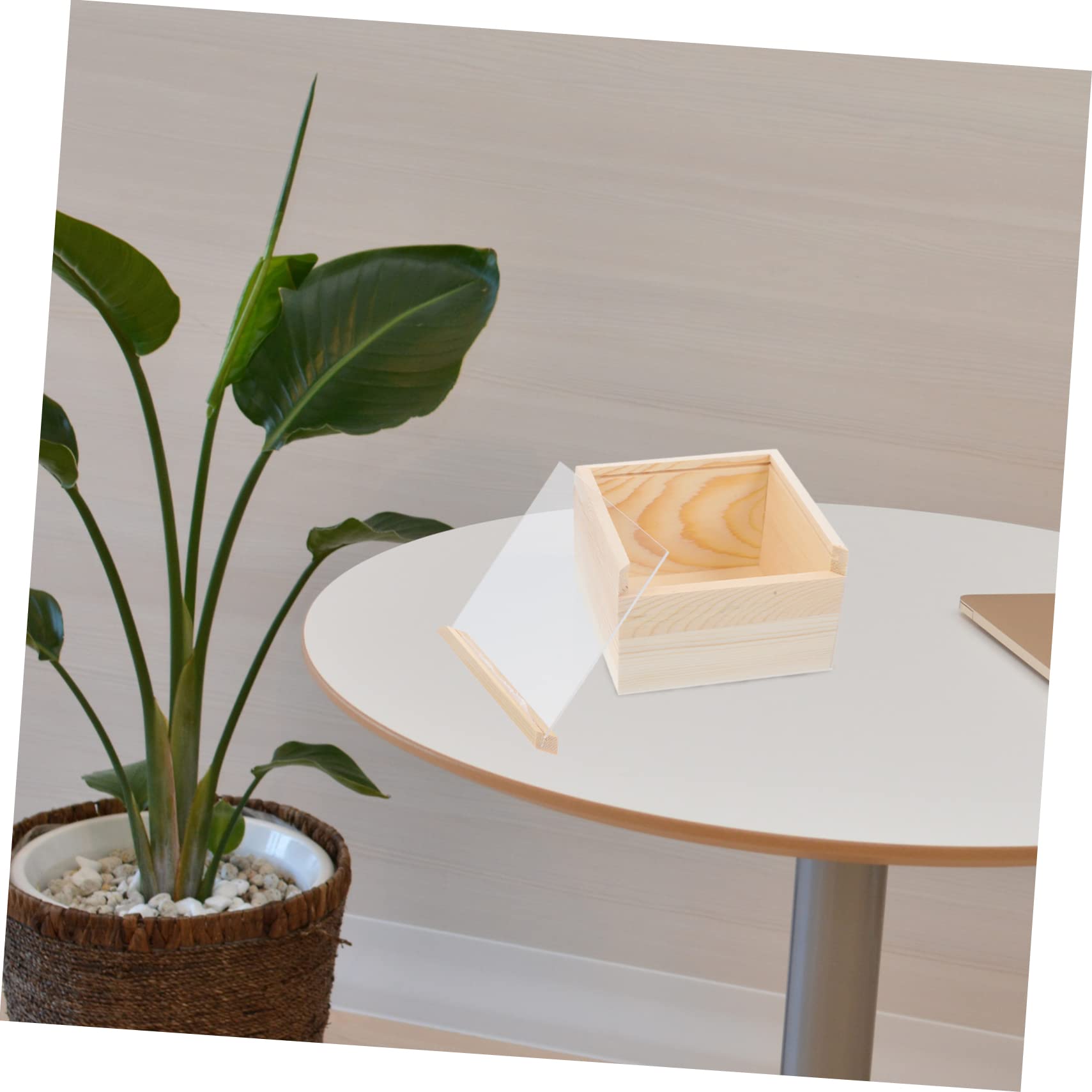 Garneck Scatola di Legno con Coperchio Trasparente, Organizer Khaki