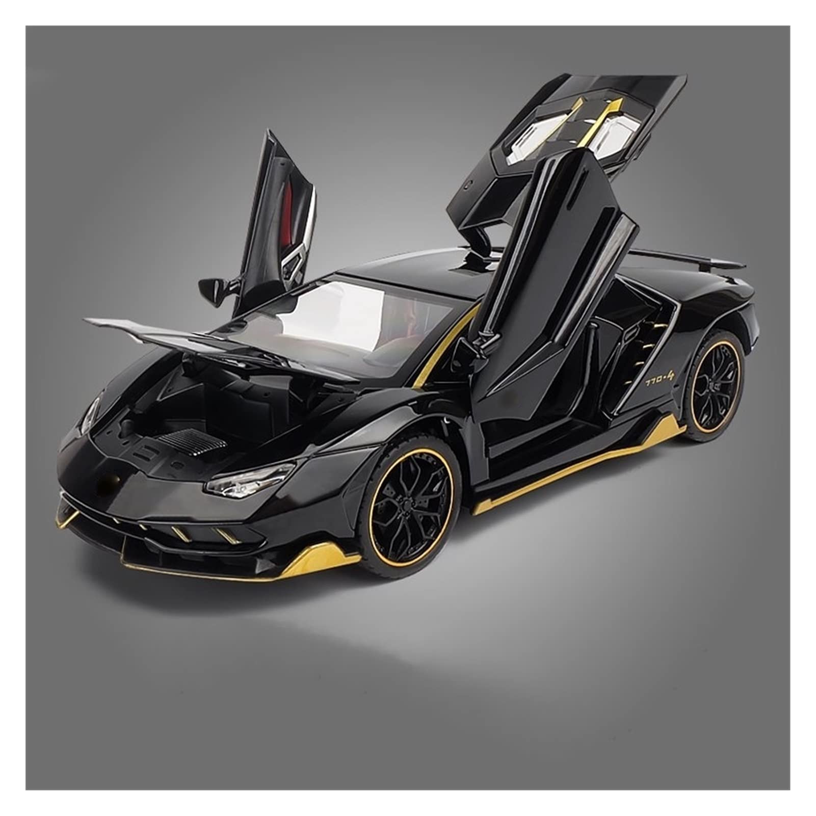 Voiture Lp770 1:24 miniature en alliage noir avec effets sonores et lumineux réalistes