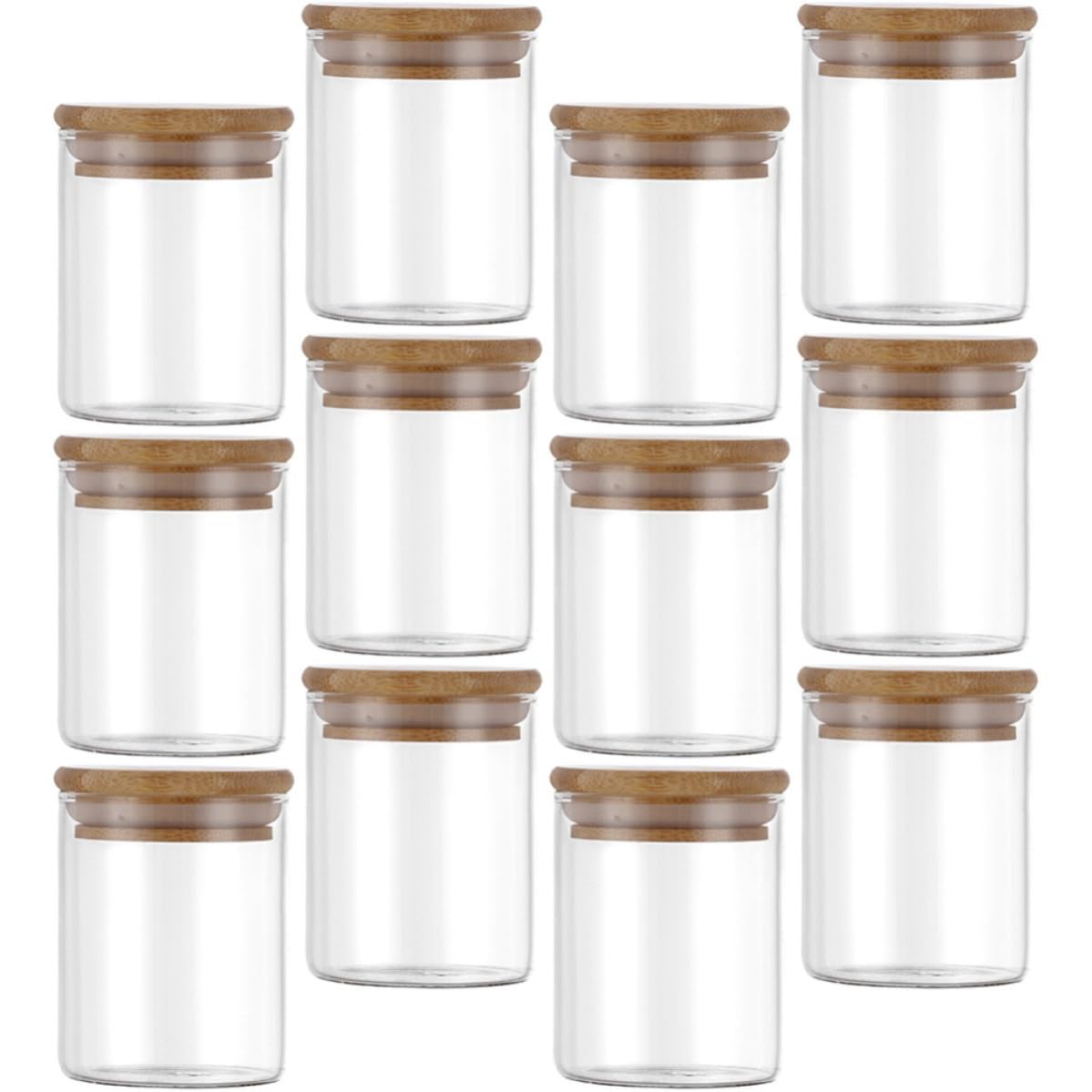 Toyvian Barattoli Vetro Ermetici 12 Pezzi 250ml con Coperchi Bambù