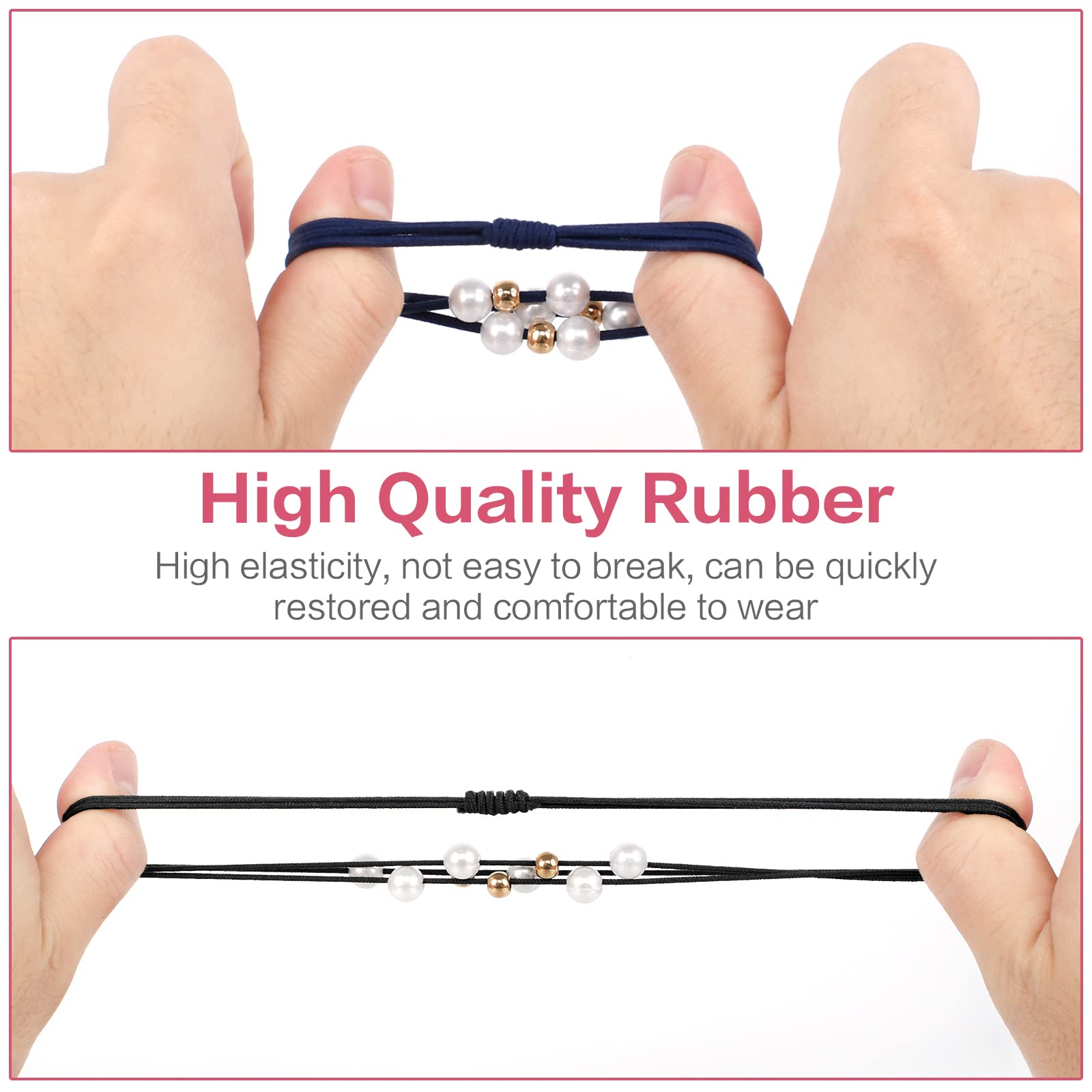 Jubaopen 10pcs Elastici Multicolore per Capelli con Perle finte Corda per Capelli con Perle per Donna Cravatte Fasce per Capelli con Perle Plastica per Coda di Cavallo