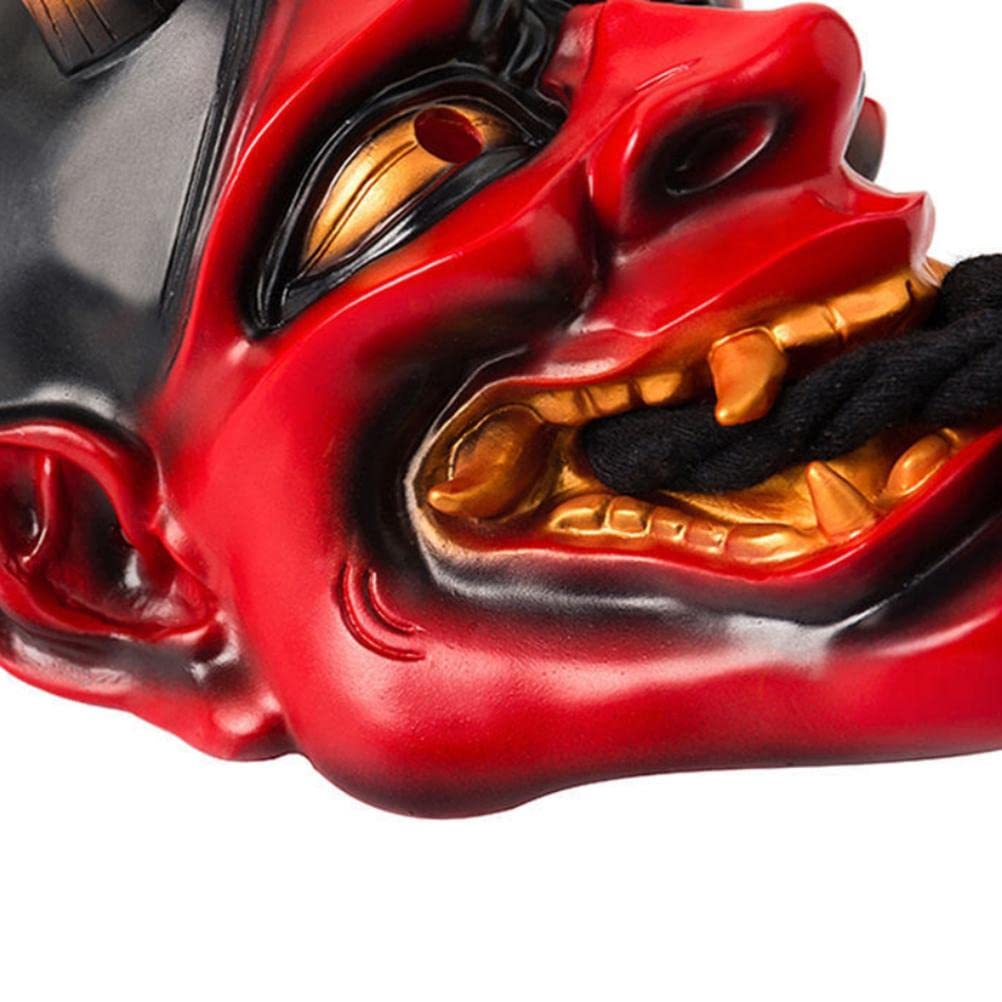 SHARRA Prajna - Máscara Japonesa de Demonio Hannya Oni Samurai Kabuki de Látex con Cordón para Disfraz de Carnaval, Halloween y Fantasmas