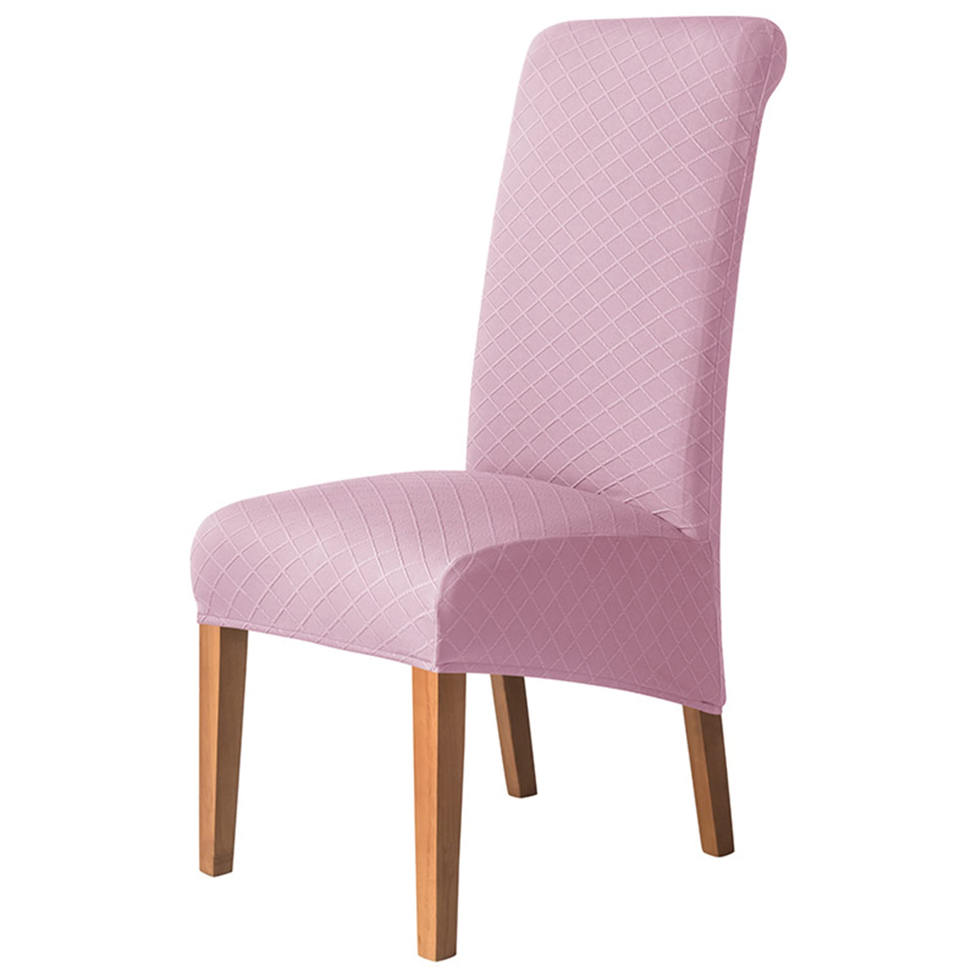 Coprisedie elasticizzate, con schienale alto, in jacquard, rimovibili, lavabile, per cucina, sala da pranzo, banchetti, set da 6 (rosa)