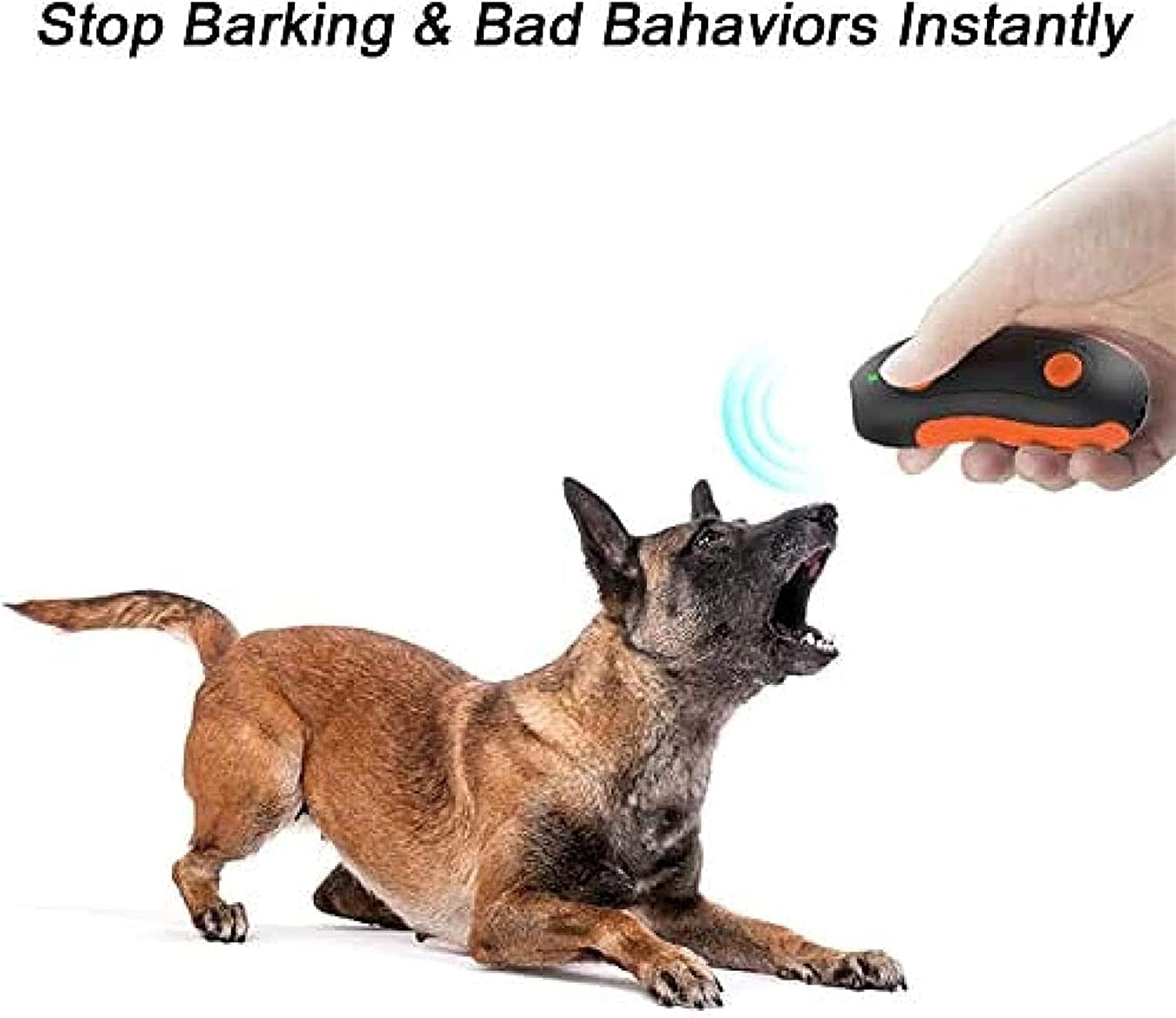 Disuasorio ultrasónico de ladridos de perros, dispositivo 2 en 1 for entrenamiento de perros y control de ladridos, dispositivo antiladridos, rango de control de 16.4 pies, interior y exterior