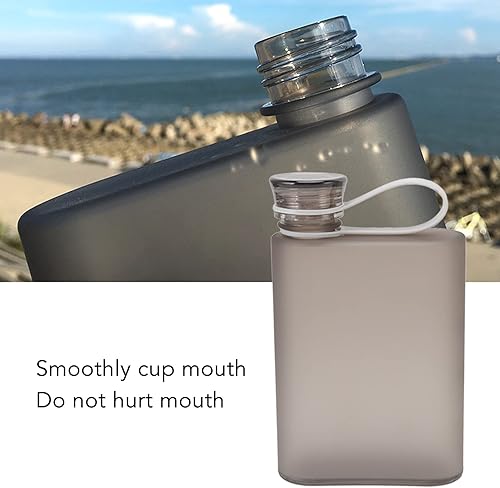 Miniatura 3 de TOPINCN Botella de agua plana de plástico transparente portátil taza de viaje a prueba de fugas botella de agua deportiva de 128fl oz gris