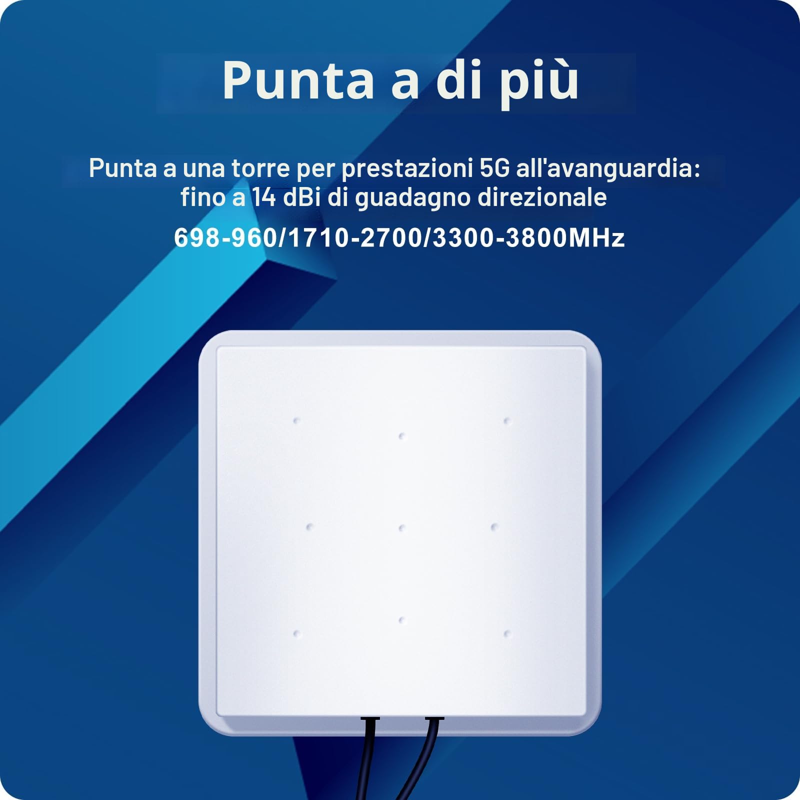 Antenna 5G Antenna 4G LTE Esterna Doppia Polarizzazione 14DBi Antenna WiFi 698-2700 | 3300-3800 MHz Antenna Direzionale Router Antenna Esterna MIMO SMA / 2 x TS9 Antenne, 2x10M Cable,3G/4G/5G/GSM/GPRS