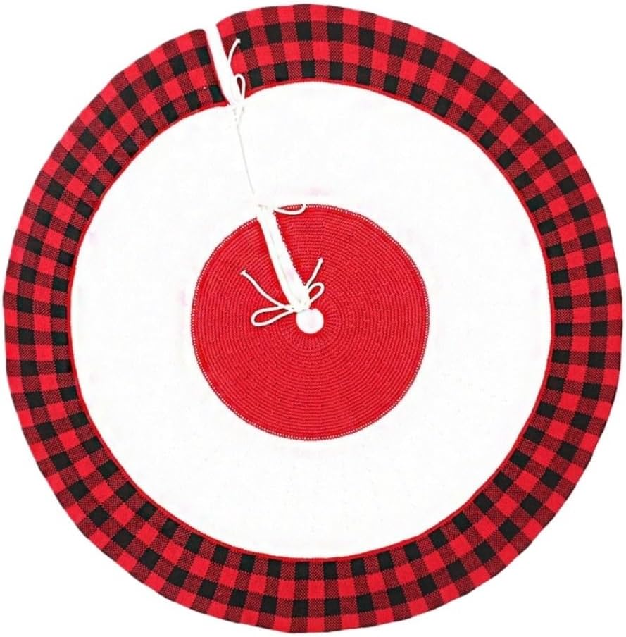 Tree Skirt Christmas Christmas Tree Skirt Family Christmas Tree Skirt Christmas Tree Mat Qinglun Knitted Snow Tree Skirt Decoration Christmas Skirt Tree(Red)