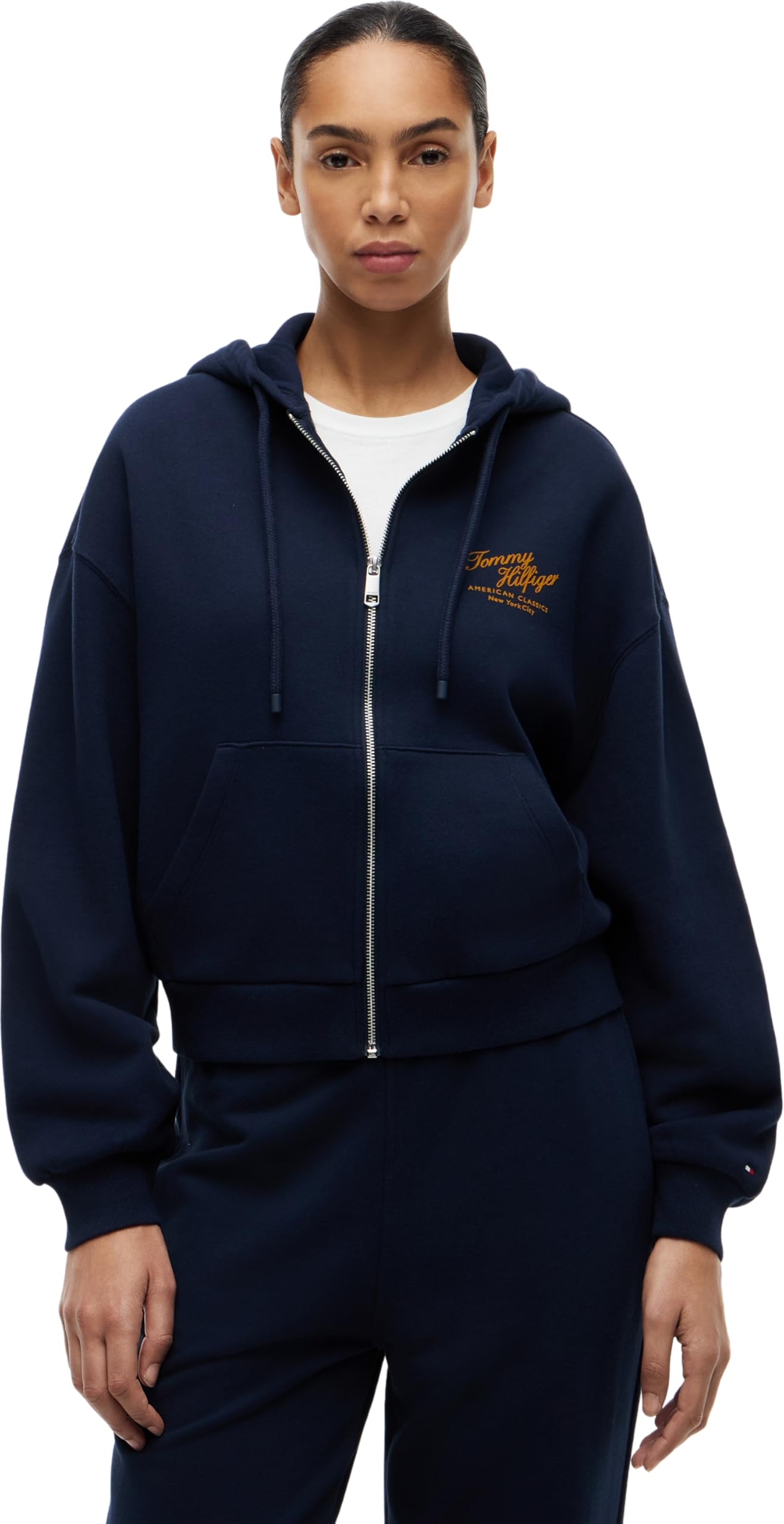 Tommy Hilfiger Mdrn Script Zip Terry Hoodie Ww0ww47845 Sweat à Capuche zippé Femme (Lot de 1)