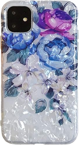 MADINCN - Carcasa para iPhone 11 Pro diseño floral suave diseño de rosa roja en 3D diseño de carcasa blanca resistente y delgada absorción de golpes