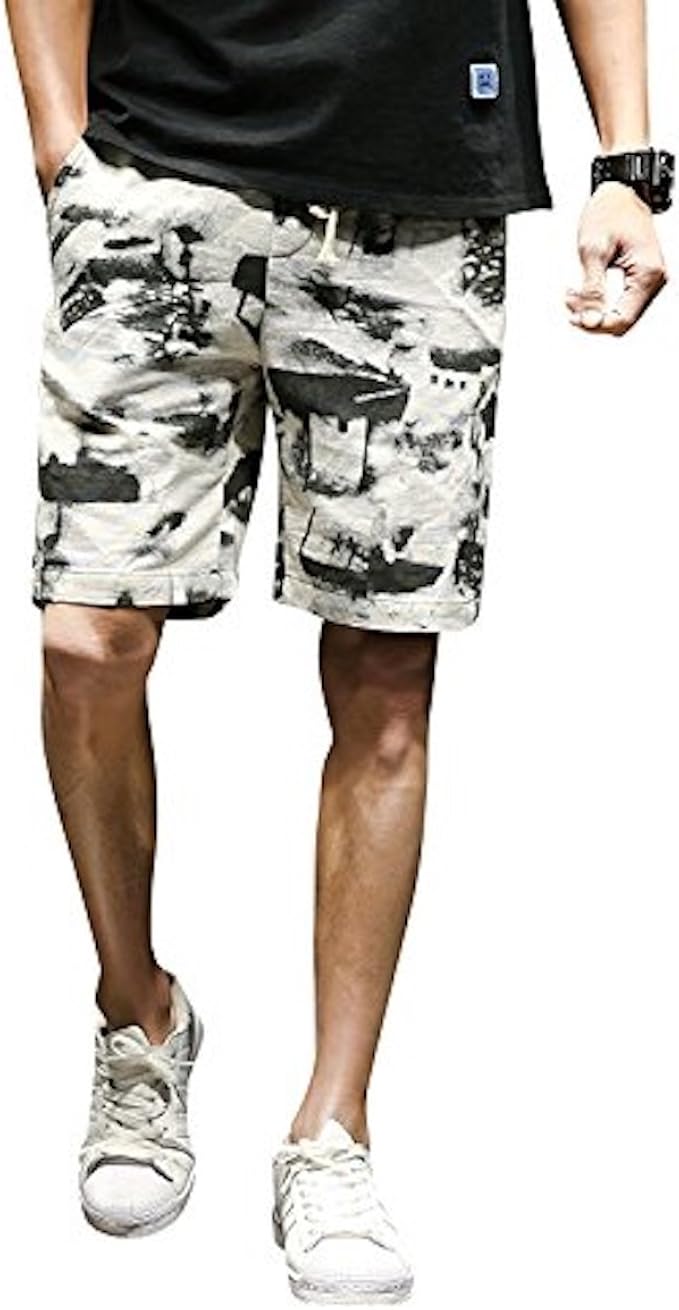 Amazon リスキス Riskiss メンズ ファッション 夏服 夏物 ショート 総 柄 ハーフパンツ 花柄 お兄系 短パン 白 赤 青 M L Xl Xl 白 ショートパンツ 通販