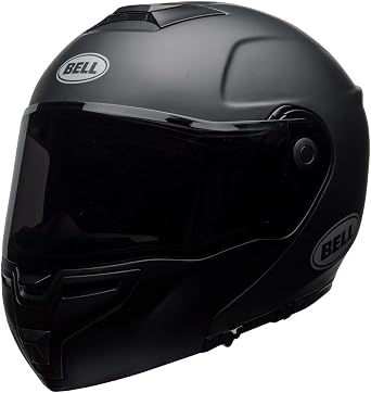 BELL SRT Modular Flip-Up Motorcycle Helmet - Matte Black, X-Small | Modular flip-up motorcycle helmet with Panovision Class 1 face shield, fiberglass shell, and Bluetooth speaker pockets